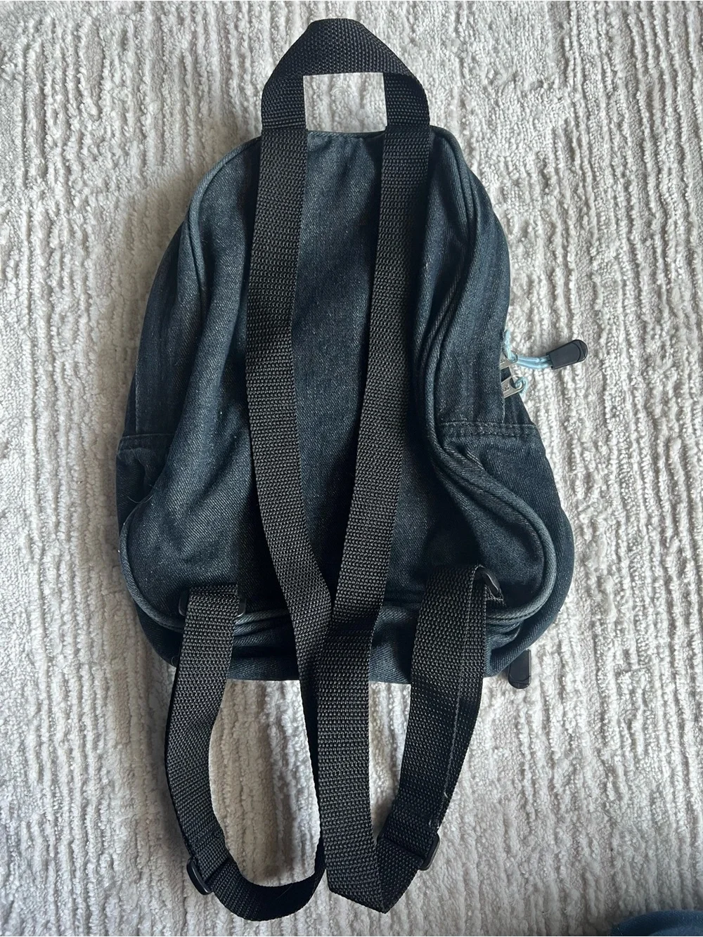 Mudd Black Backpack with Teal Handprint Accent